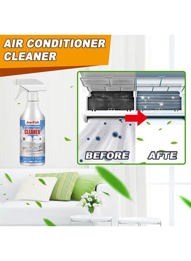 JUE-FISH Air Conditioner Foaming Cleaner, Multi-Purpose Removal Of Peculiar Smell Home Office Cleaner, No Washing Air Conditioner Foaming Coil Cleaner Spray, All-Purpose Household Bubble Cleaner, 60ML - Image 4