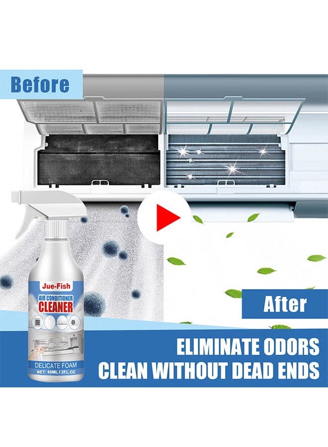 JUE-FISH Air Conditioner Foaming Cleaner, Multi-Purpose Removal Of Peculiar Smell Home Office Cleaner, No Washing Air Conditioner Foaming Coil Cleaner Spray, All-Purpose Household Bubble Cleaner, 60ML - Image 5