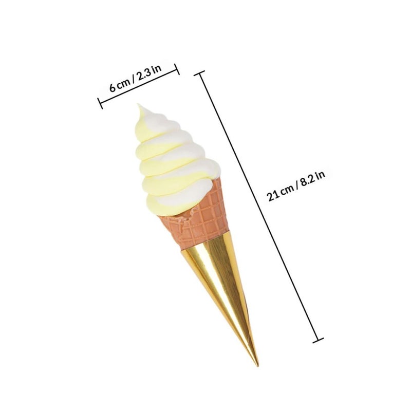 Realistic Yellow PVC Artificial Ice Cream Cone Model Photo Prop Display - Image 3