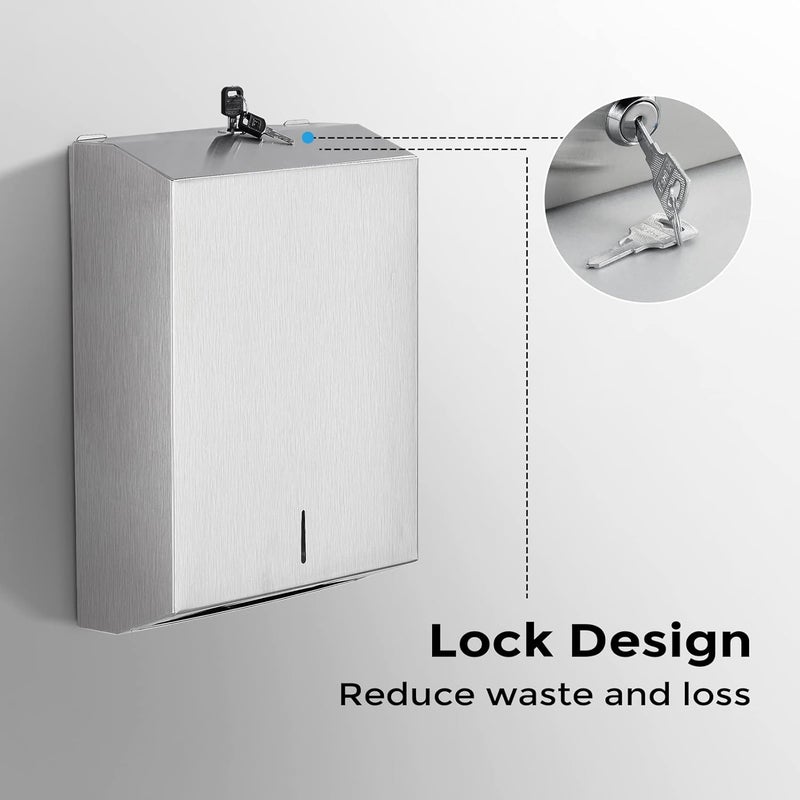 modunful Paper Towel Dispenser Wall Mount - Multifold Trifold Paper Towel Dispensers, Large Capacity Stainless Steel Tissue Holder, Suitable for Bathrooms and Public Places - Image 4