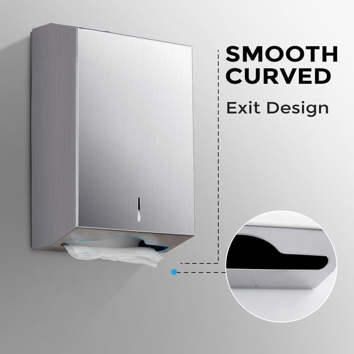 modunful Paper Towel Dispenser Wall Mount - Multifold Trifold Paper Towel Dispensers, Large Capacity Stainless Steel Tissue Holder, Suitable for Bathrooms and Public Places - Image 2