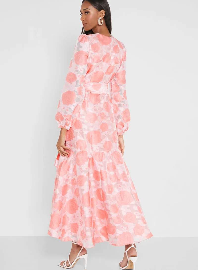 YAS Balloon Sleeve Ruffle Detail Dress