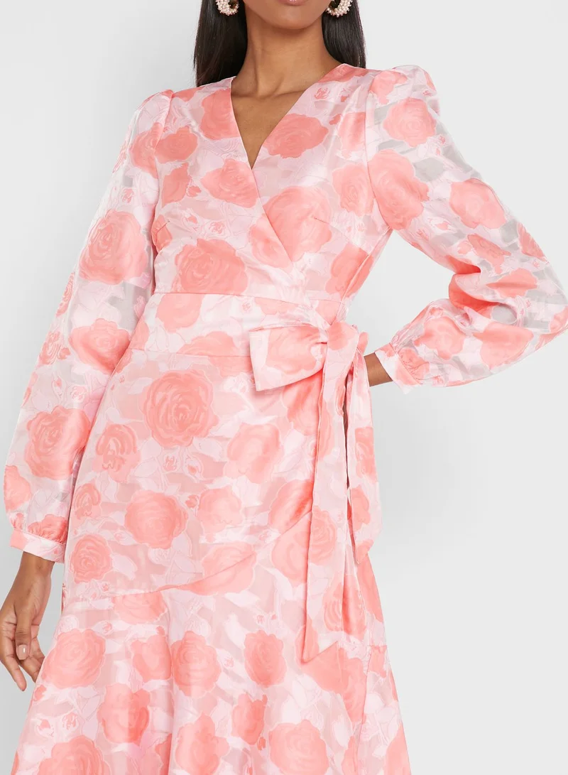 YAS Balloon Sleeve Ruffle Detail Dress