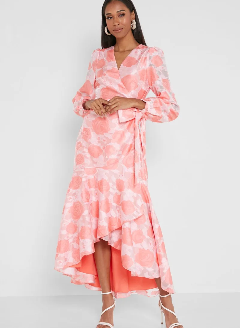 YAS Balloon Sleeve Ruffle Detail Dress