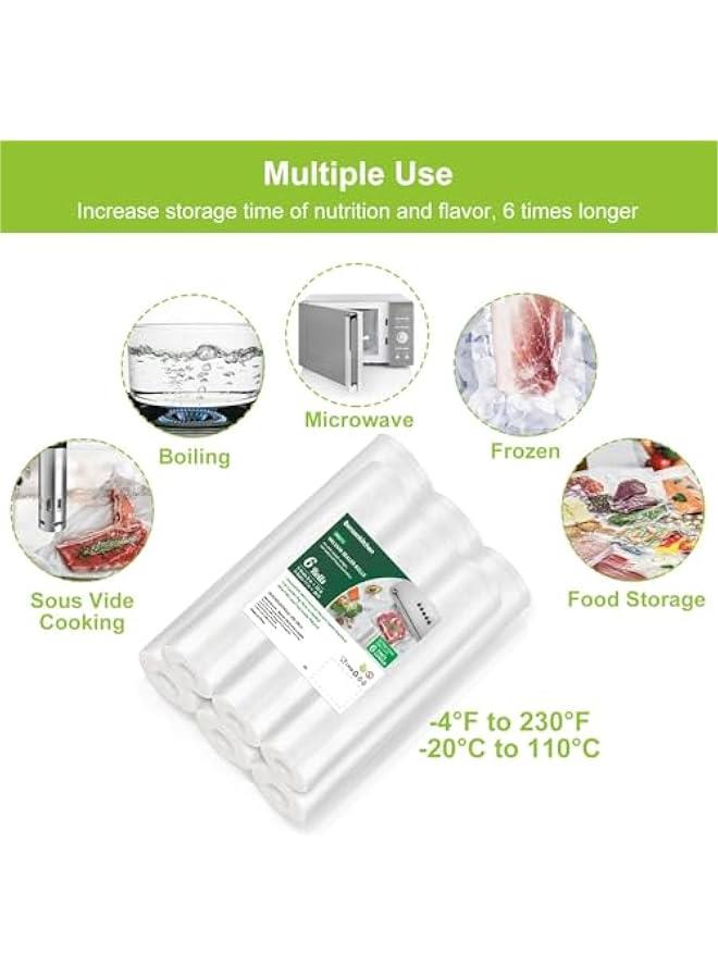 TRASSLE 6 Pack Vacuum Sealer Bags, Food Sealer Rolls BPA Free Reusable Food Storage Bags, Heavy Duty Embossed Customized Size Food Bags for Food Storage Sous Vide Cooking - Image 3