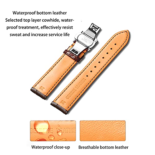 MORANO Moran Genuine Leather Band Alligator and Cowhide Replacement Deployment Buckle Watch strap18mm to 24mm Crocodile Leather Strap for Men's and Women's - Image 3