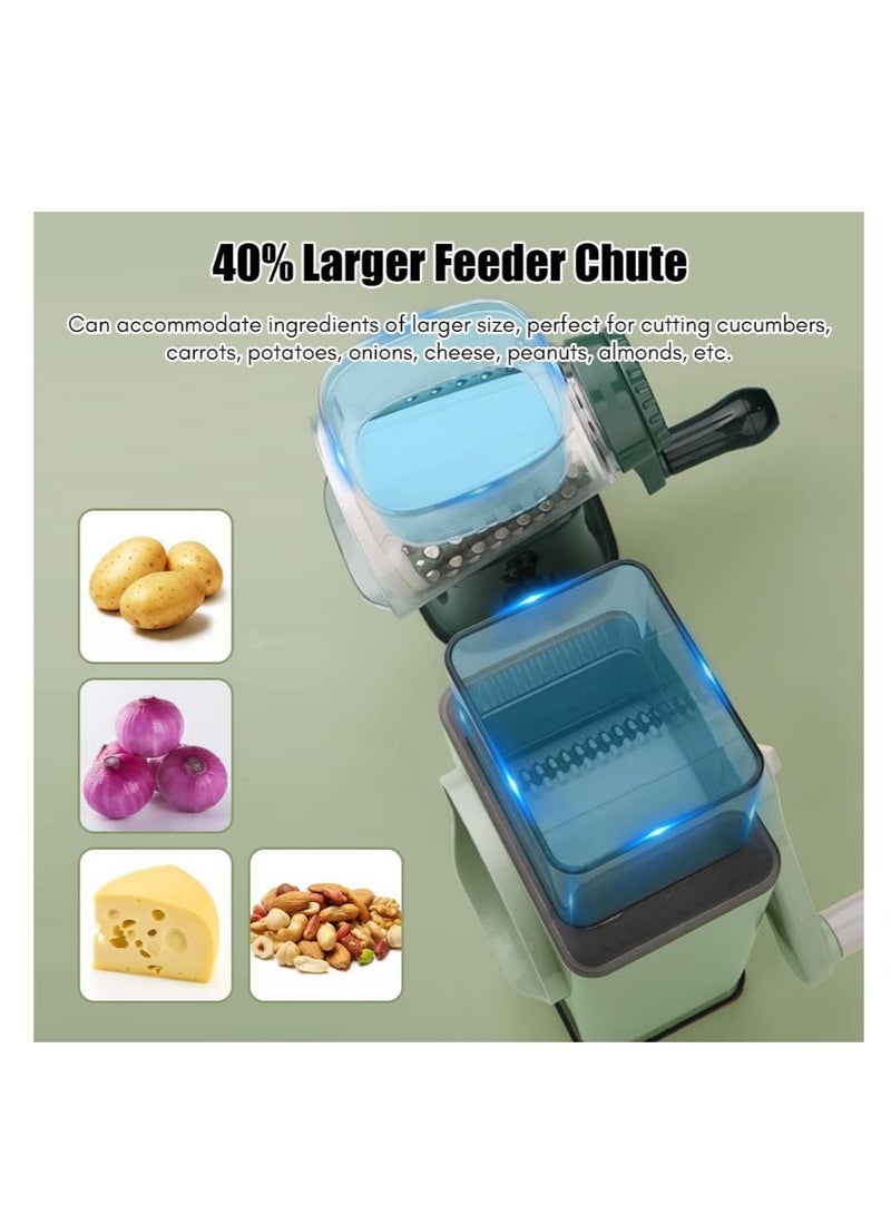 ELTRAZONE Multifunctional Vegetable Cutter Chopper Rotary Cheese Grater 3-in-1 Shredder Slicer Grinder Salad Maker Machine with Stainless Steel Roller Blades for Vegetable Fruit Nut - Image 3