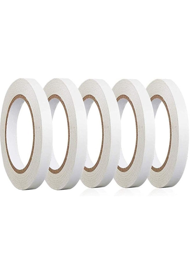 Monda 5-Pack Strong Double Sided Tape, 1.8cm x 10M High Adhesion Cotton Paper Tape for Crafts, Card Making, Office, Packaging & DIY Projects - Image 1