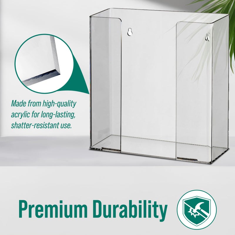 اديرميد حامل قفازات Adir للتركيب على الحائط - محطة توزيع قفازات أكريليك لصناديق المناديل الورقية، قفازات مطاطية للاستعمال مرة واحدة - منظم القفازات الطبية لمختبرات المستشفى - (شفاف لصندوقين) - Image 4