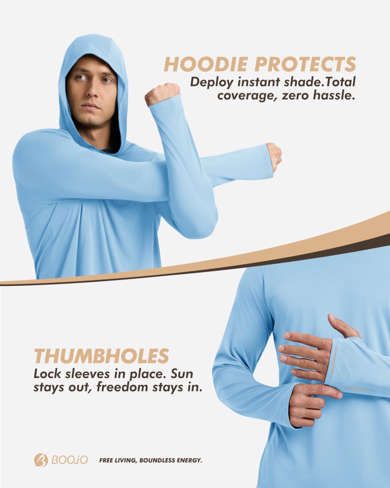 BOOJO UPF 50+ Fishing Shirts for Men - Long Sleeve UV Sun Protection Hoodie Lightweight Rash Guard for Hiking Running Athletic - Image 4
