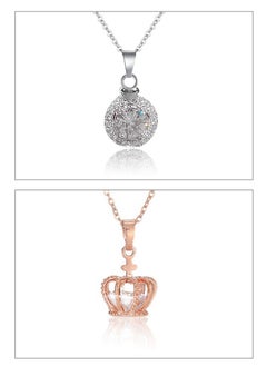 MileMelo 2 Necklaces Titanium Steel Imperial Crown Zircon Pendant Necklace Crystals Jewelry Valentine's Day Gift, Anniversary Gold/Silver  - Image 1