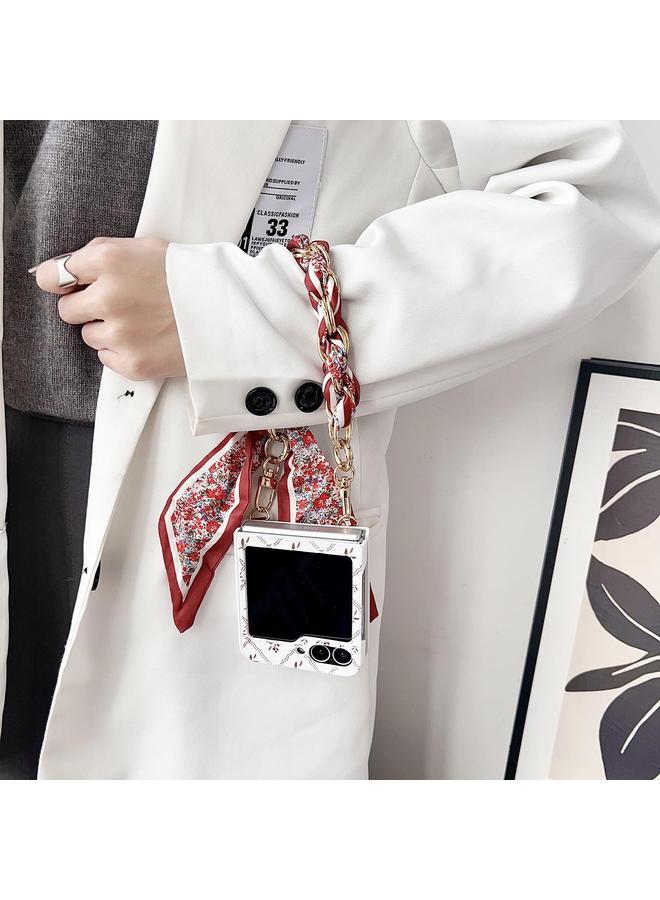 اس-توب جراب لهاتف Samsung Galaxy Z Flip6 بنمط زهرة الحظ من مادة TPU مع حزام - Image 3