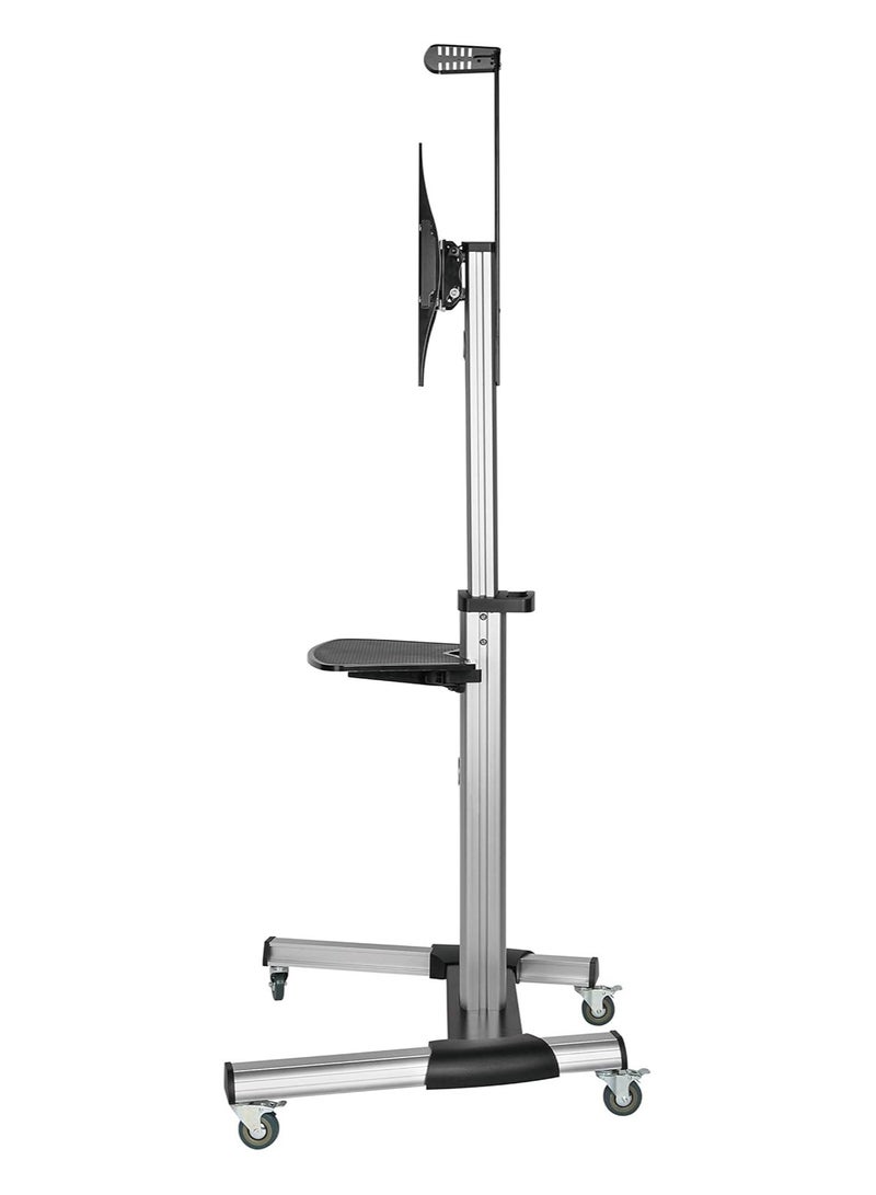 NEWSTAR Manual Lifting Height Adjustable TV Cart Stand with Shelf, Fits 37–70 Inch LED, LCD Flat Panel Screens, Max Load 50kg, VESA 600x400, Mobile Trolley with Tilt & Rotation – 91-TTV0446TW - Image 2
