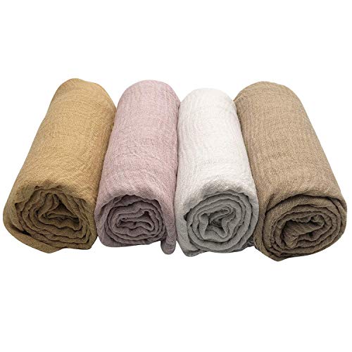 MANSHU 4PCS Women's Soft Cotton Hemp Shawl & Wrap, Long Scarf & Head Scarf - Image 5