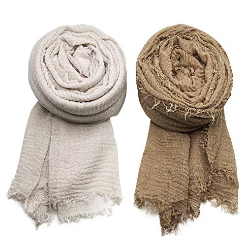 MANSHU 4PCS Women's Soft Cotton Hemp Shawl & Wrap, Long Scarf & Head Scarf - Image 3