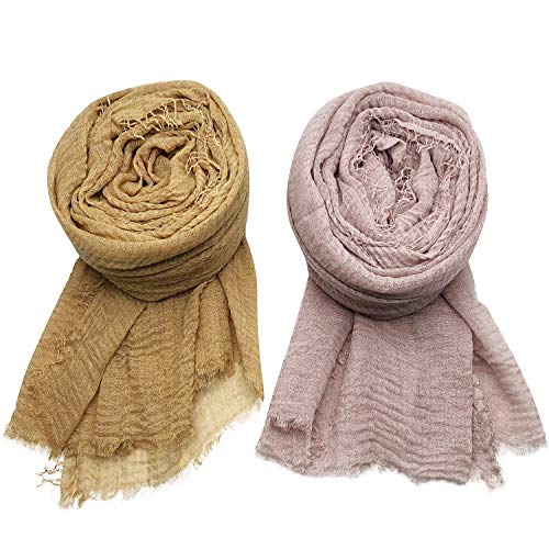 MANSHU 4PCS Women's Soft Cotton Hemp Shawl & Wrap, Long Scarf & Head Scarf - Image 4