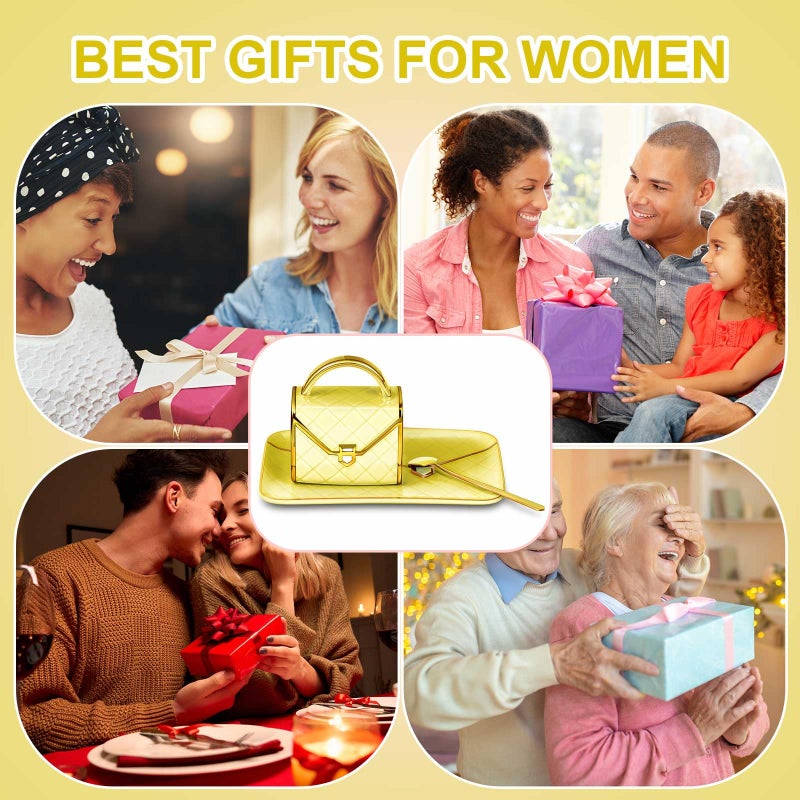 Zubebe 1 Set Coffee Mug Elegant Handbag Shaped Cup Valentine's Day Modern Ceramic Purse Mug with Spoon and Saucer, 10oz Cute Creative Tea Cup for Woman Girls Gift (Light Yellow) - Image 4