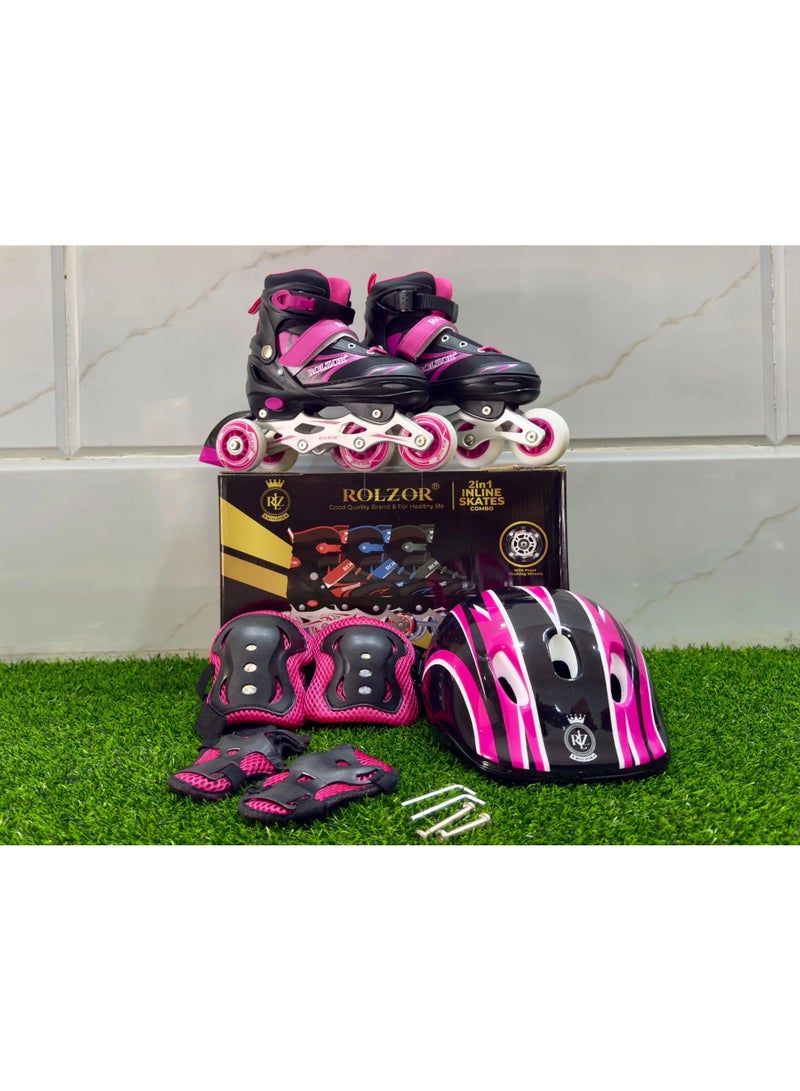 ROLZOR RZ-1700 Adjustable Inline Skates with Protective Gear | Comfortable, Durable & Smooth Ride for Kids and Adults - Image 1