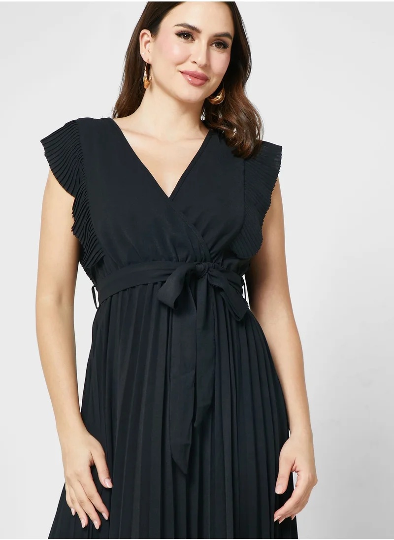 ELLA Pleated Wrap Dress