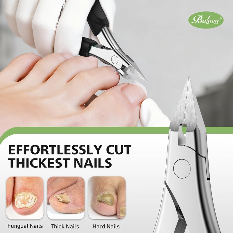 BALUCA Professional Straight Edge Toenail Clippers for Thick Nails & Ingrown Toenails - Heavy Duty Long Handle Nail Clippers for Seniors and Adults with Precision Design for Pain-Free Grooming,Black - Image 3