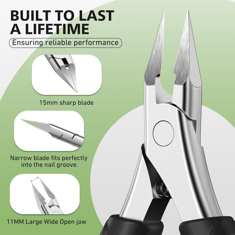 BALUCA Professional Straight Edge Toenail Clippers for Thick Nails & Ingrown Toenails - Heavy Duty Long Handle Nail Clippers for Seniors and Adults with Precision Design for Pain-Free Grooming,Black - Image 5