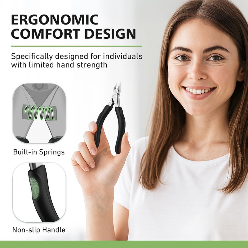 BALUCA Professional Straight Edge Toenail Clippers for Thick Nails & Ingrown Toenails - Heavy Duty Long Handle Nail Clippers for Seniors and Adults with Precision Design for Pain-Free Grooming,Black - Image 4