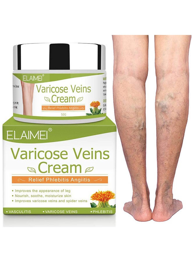 Elaimei Varicose Veins Cream, Varicose Vein Soothing Leg Cream, Relief Phlebitis Vein Treatment Legs Spider Veins Improves The Appearance Of Leg Relieves Varicose Vein Discomfort Pain Strain - Image 1