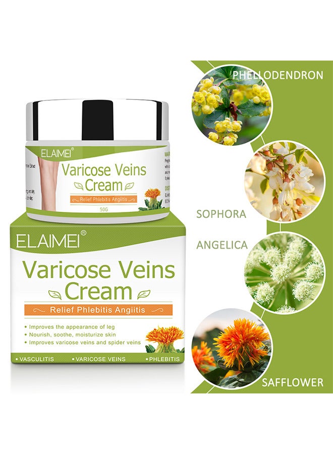 Elaimei Varicose Veins Cream, Varicose Vein Soothing Leg Cream, Relief Phlebitis Vein Treatment Legs Spider Veins Improves The Appearance Of Leg Relieves Varicose Vein Discomfort Pain Strain - Image 2
