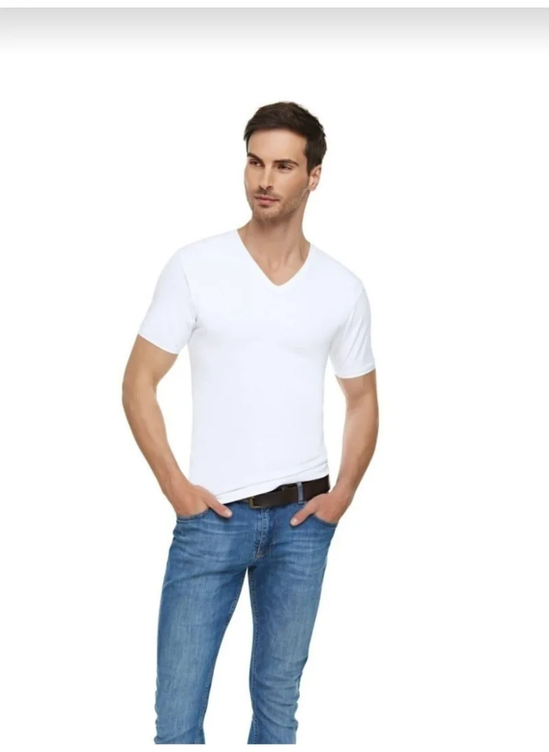 Tutku Elit 1303 Men's Elastane V Neck Undershirt 10 Pieces