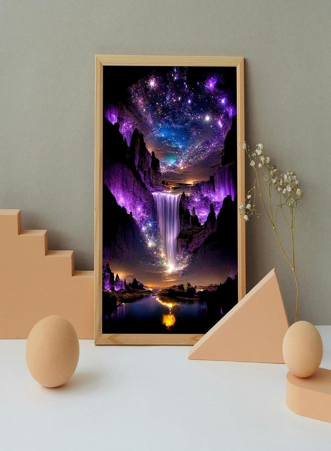 MBNTJHT Waterfall Landscape Diamond Art Kits for Adults,DIY Purple Aurora Diamond Painting Kits for Beginners,5D Full Round Drill Gem Art Painting Crafts for Home Wall Decor 12x16 Inch. - Image 3