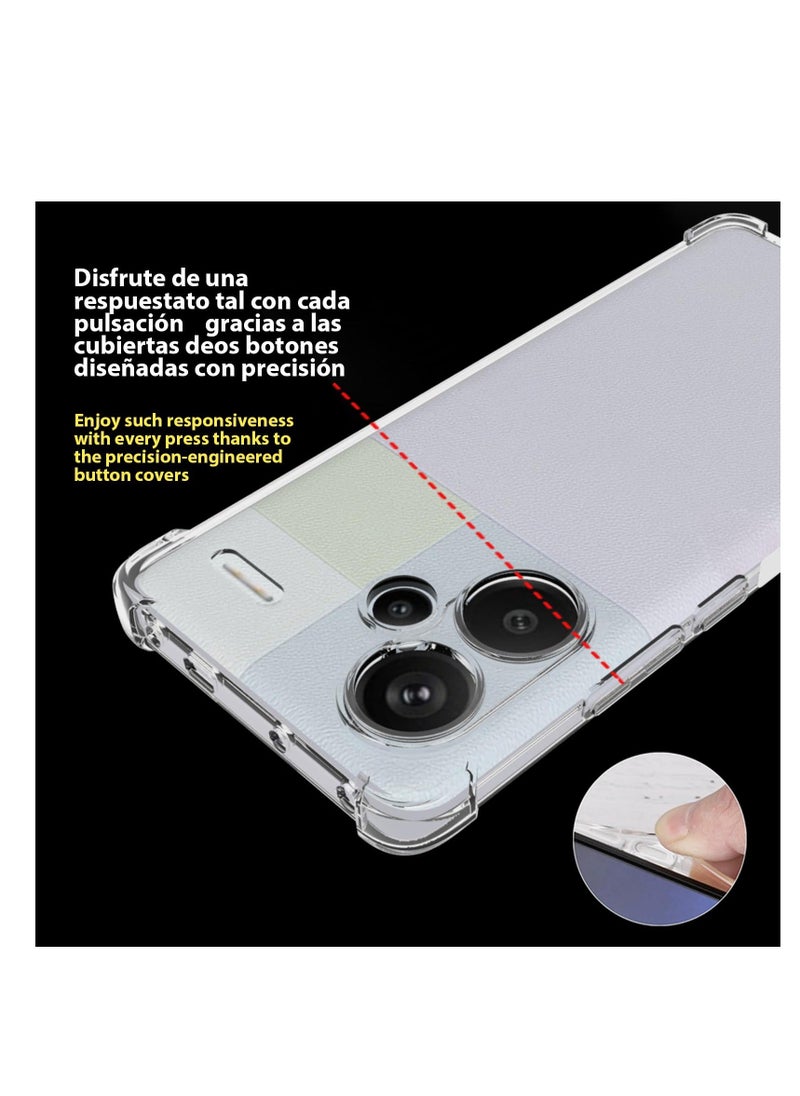 Generic Transparent Case for Redmi Note 13 Pro+ Pro Plus 5G, Clear TPU Four Corners Military-Grade Protection Cover, Transparent Soft funda  - Image 5