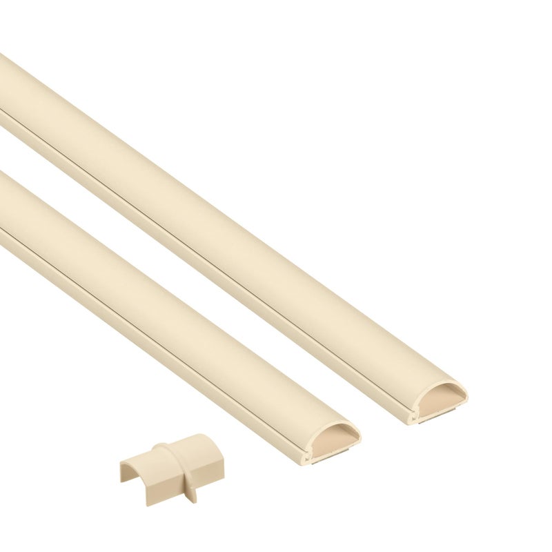 D-Line DLine 314in TV Cord Hider Patented Half Round Cable Cover Hide Wall Mount TV Wires Hinged OnePiece Cable Concealer Adhesive Decorative Raceway 2X 078in W x 039in H x 157in L Beige - Image 2