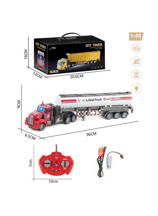 Wireless Remote Control Car Half-trailer Engineering Vehicle Heavy Transport Truck Self-dumping Truck Boys Model Toy-Color:QH200-3D Long Head Oil Tanker-Proportion:Package 5: 3 Lithium Battery 1 Charging Line 1 Remote Control Battery  - Image 1