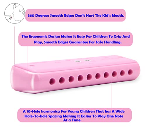 Crafteem Color Blues Harmonica, Key of C for Kids, Children, Toddler and Beginners,10 Hole 20 Tones Musical Instrument Toy Gift - Image 3