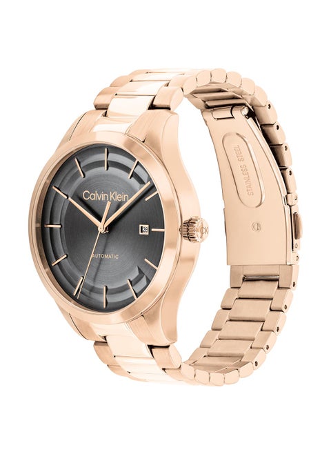 CALVIN KLEIN ROUND ANALOG UNISEX'S GREY CASE WATCH - 25300025