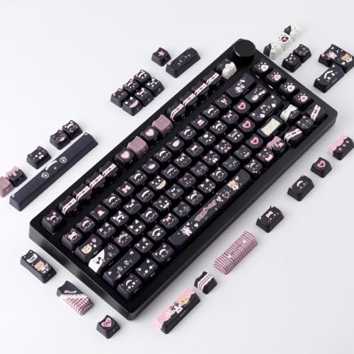 TYRIXKI PBT Keycaps 142 Keys Cute Keycaps Dye-Sublimation Black Cat Keycap Mao Profile Custom Keycap for Cherry Gateron MX Swithes Mechanical Keyboards - Image 3