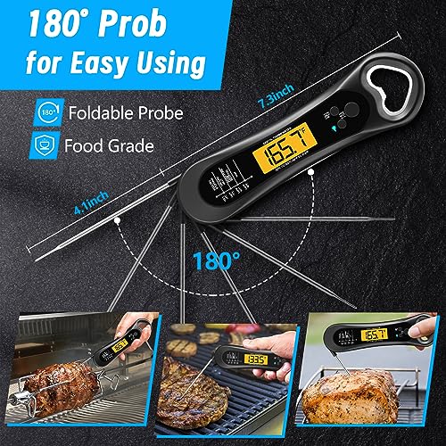 Biison Digital Meat Thermometer for Cooking, Biison Wireless Instant Read Meat Thermometer Waterproof, Backlight, Ultra-Fast Accurate and 180° Folding Probe Kitchen Thermometer for Turkish/Grill - Image 5