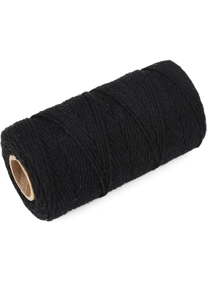 Kandid 100 M Cooking Twine, Strong Food Safe Cotton Wraps String for Tying Meat, Baking, DIY Crafts, Gifts Making Sausage Packaging Decoration Macrame Yarn Cord Thickness 2MM(Black) - Image 1