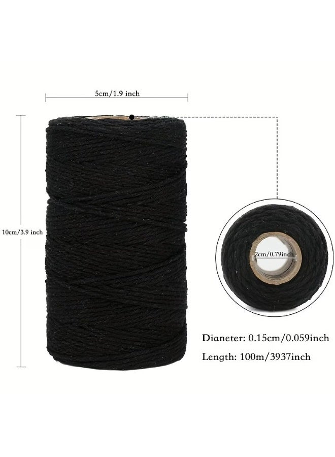 Kandid 100 M Cooking Twine, Strong Food Safe Cotton Wraps String for Tying Meat, Baking, DIY Crafts, Gifts Making Sausage Packaging Decoration Macrame Yarn Cord Thickness 2MM(Black) - Image 5
