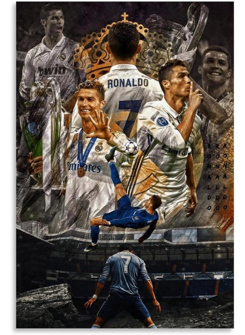 ARS Cristiano Ronaldo Poster Cr7 Soccer Wall Art Posters And Bedroom Decor Posters For Room, Boys Room, Office Living Room Bedroom Gifting, No Framed - Size Available - Image 1