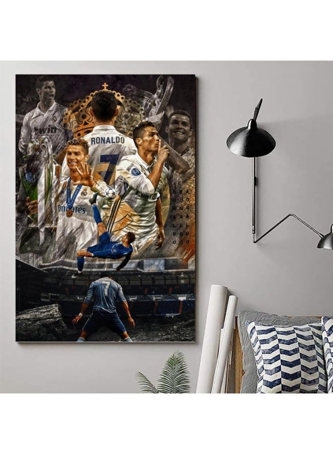 ARS Cristiano Ronaldo Poster Cr7 Soccer Wall Art Posters And Bedroom Decor Posters For Room, Boys Room, Office Living Room Bedroom Gifting, No Framed - Size Available - Image 3