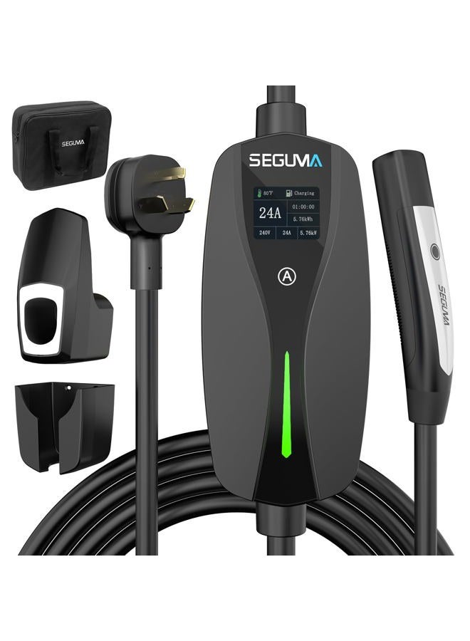 SEGUMA NEMA 10-30 Level 2 Tesla Charger-24A 240V, 25FT Extension Cable, Adjustable Current(10-24A)-Portable Home Mobile EV Charger for Model Y/X/3/S/Cybertruck,NACS Connector for 3-Prong Dryer Outlet - Image 1
