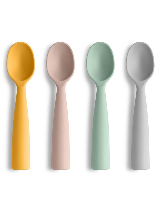 Vicloon Silicone Baby Feeding Spoons 4 Pcs Baby Spoons First Stage Feeding Spoons For Infants Silicone Baby Spoons Ultra Durable & Chewproof Silicone Feeding Spoons Dishwasher Safe Baby Utensils - Image 1
