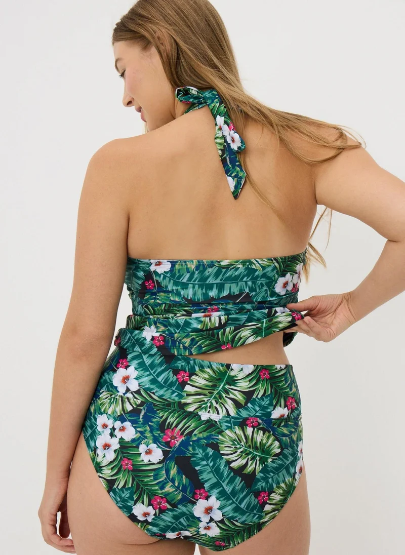 ماتلان سروال بيكيني استوائي أخضر كامل