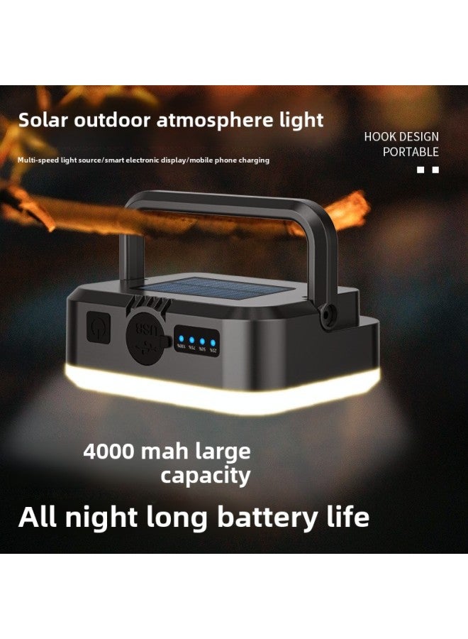 Outdoor Multi-function Multi-light Adjustment Solar Energy Long Endurance TYPE-C Charging Treasure Mini Waterproof Camping Light-Color:Specifications: Charging Magnet 4000mAh(8-36h) To Send Hook  - Image 3