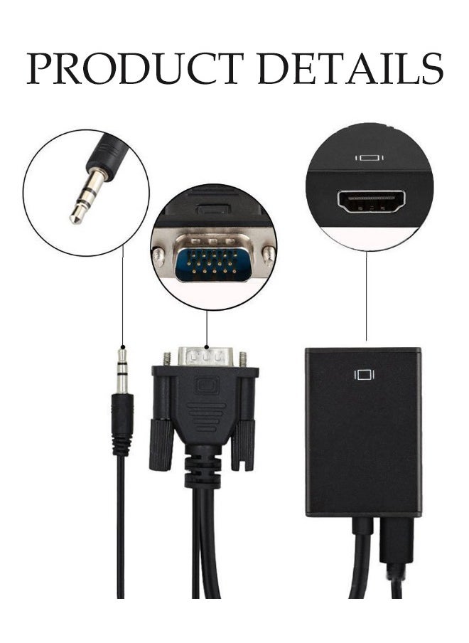 ماركة غير محددة VGA to HDMI Adapter Converter 1080p with 3.5mm Audio Jack Portable VGA to HDMI Conversion Headband Power Supply Display for PC Laptop Computer Desktop Monitor TV Projectors HDTV Conversion Accessories  - Image 2