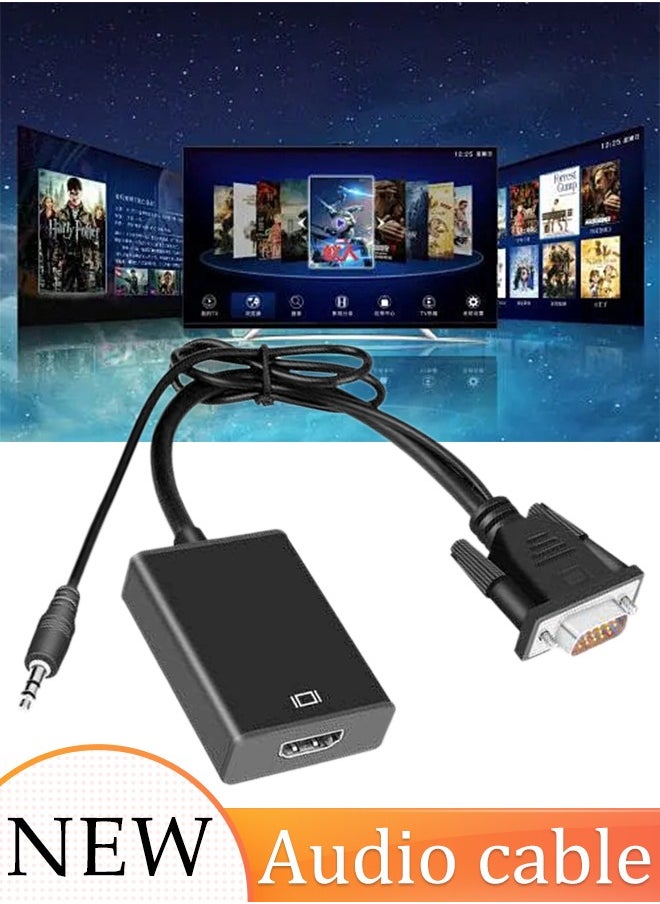 ماركة غير محددة VGA to HDMI Adapter Converter 1080p with 3.5mm Audio Jack Portable VGA to HDMI Conversion Headband Power Supply Display for PC Laptop Computer Desktop Monitor TV Projectors HDTV Conversion Accessories  - Image 1