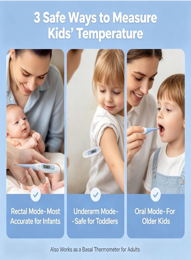 Amplim 4-in-1 Digital Thermometer for Oral, Armpit & Rectal Use for Infants, Toddlers, & Kids, Plus Basal Thermometer for Women, 0.01F Accurate Temperature Check, Includes Carrying Case for Storage - Image 5