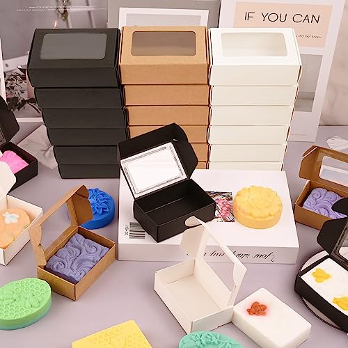 Moukiween 30 PCS Multicolour Soap Boxes for Homemade Soap, 3.54 X 2.36X 1.18 Inch Packaging Gift Boxes with Window, Small Rectangular Soap Wrapping Boxes(Multicolour) - Image 5