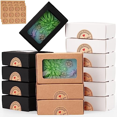 Moukiween 30 PCS Multicolour Soap Boxes for Homemade Soap, 3.54 X 2.36X 1.18 Inch Packaging Gift Boxes with Window, Small Rectangular Soap Wrapping Boxes(Multicolour) - Image 1